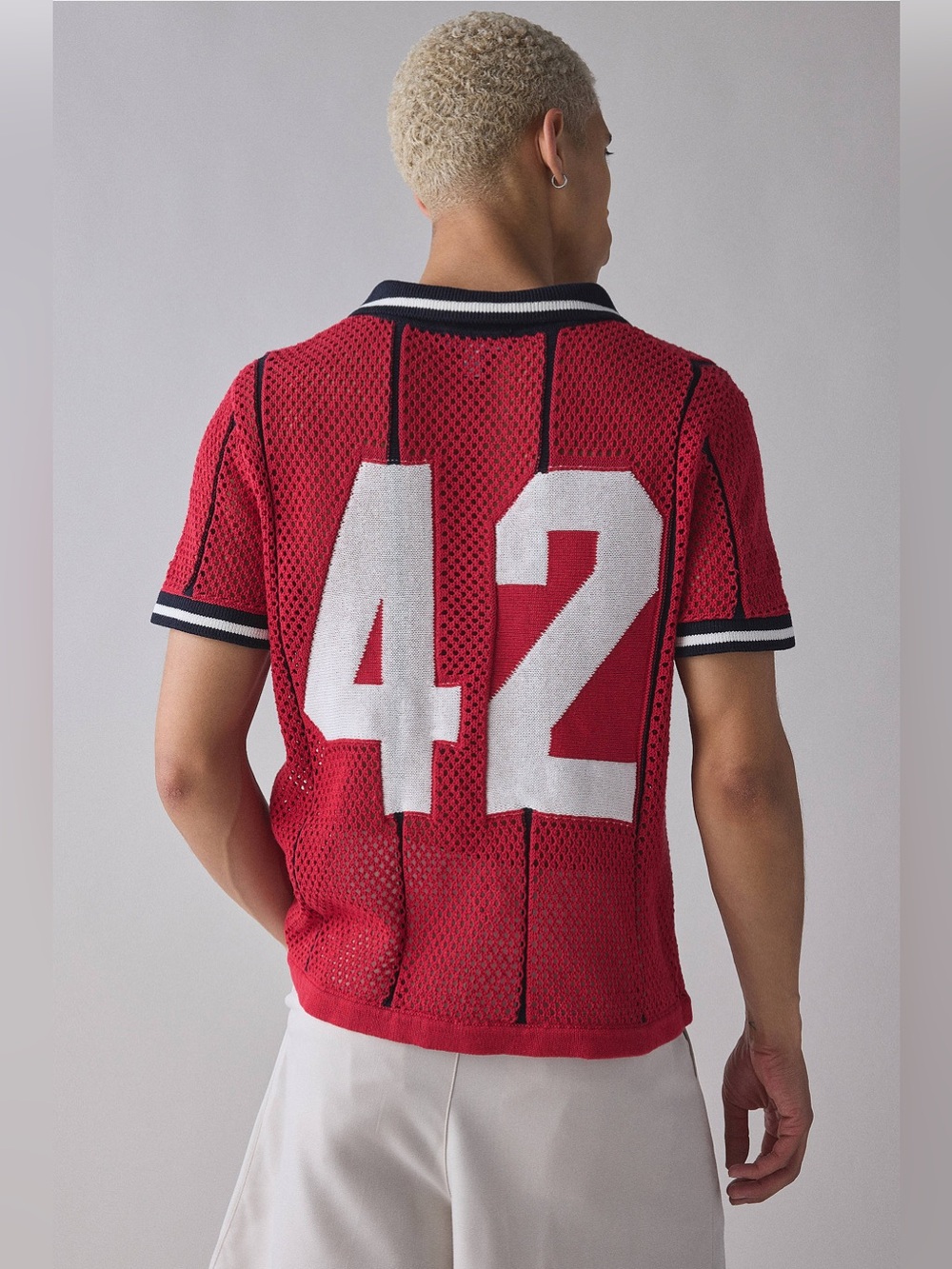 URBAN OUTFITTERS Mylo Short Sleeve Jersey Sweater in Red Knit